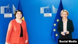 Premijerka Moldavije Natalia Gavrilita i predsjednica Evropske komisije Ursula Van Der Leyen u Brieselu 27. oktobra 2021. 