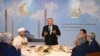 Former Kazakh President Nursultan Nazarbaev speaks at the wake of his younger brother Bolat in Astana on November 18.