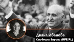 Колаж на авторката Диана Иванова на фона на снимка на Тодор Живков.