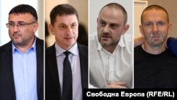 Колаж с депутатите от ГЕРБ и бивши вътрешни министри Младен Маринов и Христо Терзийски, бившия шеф на ГДБОП Любомир Янев и убития Мартин Божанов - Нотариуса (от ляво надясно). 