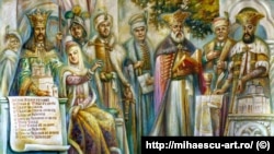 Familia Doldurea a fost pictată printre domnitori români. Pictorul a declarat că i-a folosit doar ca sursă de inspirație și că tabloul a fost realizat pentru Primăria Caracal. 