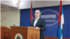 Ramiz Salkić, poslanik u Narodnoj skupštini bh. entiteta Republika Srpska, na konferenciji za medije u Banjaluci, 16. januara 2024.