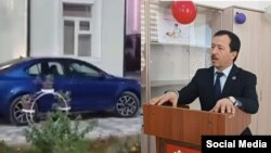 Дар акс: Салим Сайвализода ва мошини хидматияш
