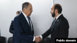 North Macedonia - Russian Foreign Minister Sergei Lavrov and his Armenian counterpart Ararat Mirzoyan meet in Skopje, November 30, 2023.