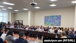 Armenia - Archbishop Bagrat Galstanian meets with refugees from Nagorno-Karabakh, May 21, 2024.