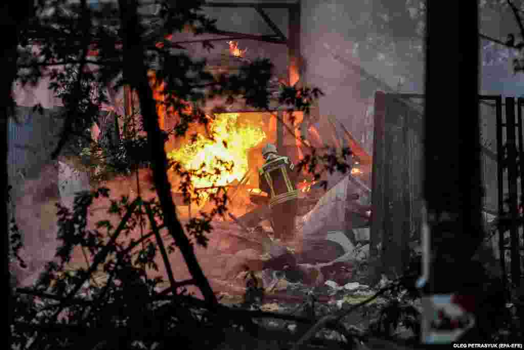 Rescue workers were on the scene battling the blazes in the nation's capital. Casualties were reported in population centers including Kyiv, Cherkasy, and Kherson.