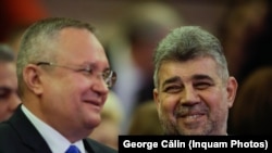 PSD și PNL au luat 32 din cele 45 de milioane de euro primite subvenție în 2023 de partidele politice. Peste 60% din acești bani se duc pe propagandă nemarcată în presă. În imagine, Marcel Ciolacu – premierul României (PSD) și Nicolae Ciucă – președintele Senatului (PNL).