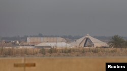 A general view shows the Kalso military base after it was hit by a huge explosion late on April 19, in Babylon Province, Iraq.