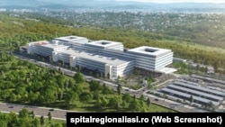 Macheta viitorului Spitalul Regional din Iași. Pe tot parcursul anului, autoritățile au anunțat că lucrările vor începe în 2023, dar șansele sunt infime.