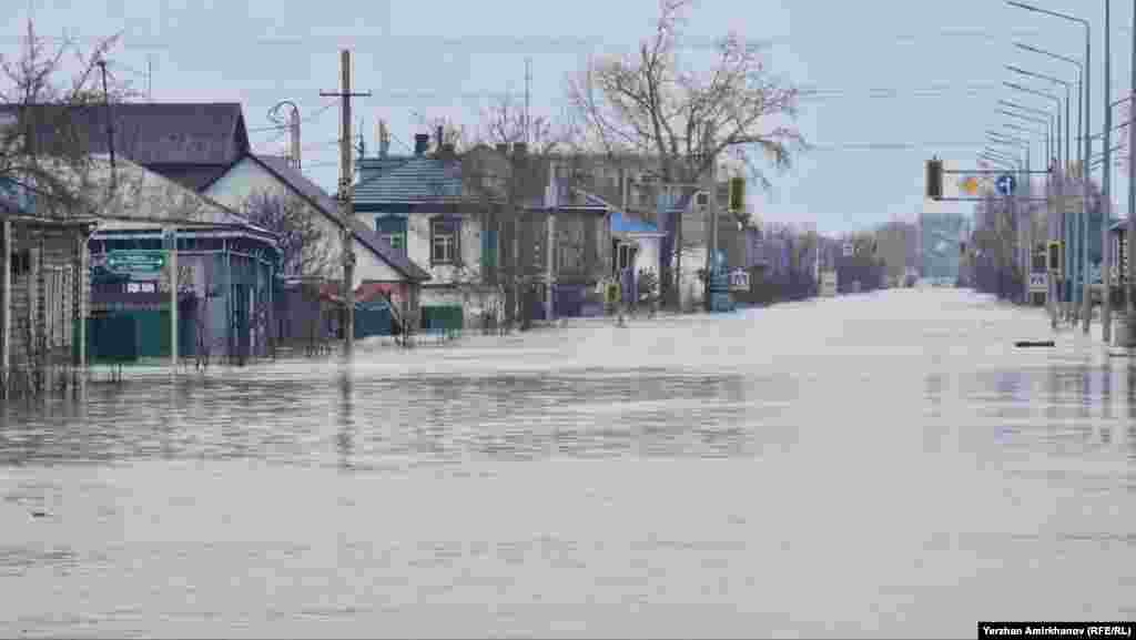 Kazakh President Qasym-Zhomart Toqaev, who traveled to the partially submerged city of Petropavl (pictured), told frustrated residents who are unable to get to their homes: "We are going through tough times. This is a disaster of a national scale."