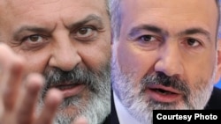 Armenia Archbishop Bagrat Galstanian (left) is demanding that Prime Minister Nikol Pashinian step down. (combo photo)