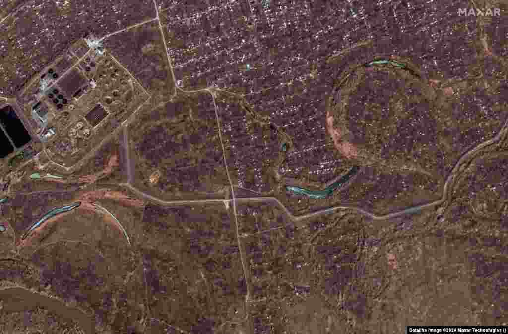 Before-and-after views of additional breached levees around the city Russia's Emergencies Ministry said water levels had declined in a number of areas but that water levels remain dangerous in the Ural River outside Orsk, Orenburg, and Ilek.