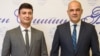Milo Božović (desno), aktuelni gradonačelnik Budve koji je deset meseci u zatvoru, na fotografiji sa Nikolom Jovanovićem (levo), predsenikom lokalnog parlmenta u aprilu 2023.