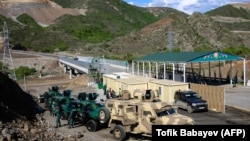 An Azerbaijani checkpoint on the Lachin Corridor. (file photo)