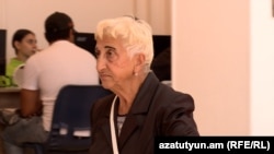 Armenia - Elmira Nersisian, a refugee from Nagorno Karabakh, visits an aid center in Parakar, October 6, 2023