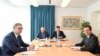 Predsednik Srbije Aleksandar Vučić, Šef EU diplomatije Josep Borrell, izaslanik EU za dijalog Miroslav Lajčak i premijer Kosova Albin Kurti tokom poslednje runde dijaloga 14. septembra 2023. 