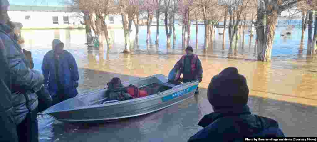 A villager captured this photo in Bersiev in the Oiyl district of Kazakhstan's Aqtobe region, where many homes were flooded. In the spring, settlements in Kazakhstan's eastern, western, and central regions are inundated almost annually as the snow melts. 