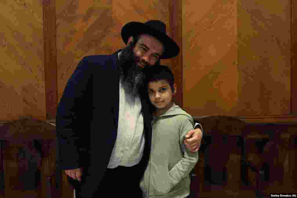 Ovadia Isakov poses with his son. The population of Jews in Daghestan today is around "300-400 families," according to Ovadia Isakov, the chief rabbi of Derbent. Daghestan is home to a mostly Muslim population of around 3.2 million people.