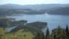 Drone aerial shots Bulgaria city of Dospat Rhodope mountains 