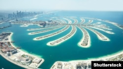Vedere aeriană a Palm Jumeirah, Dubai 