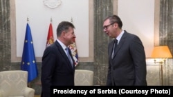 Miroslav Lajčak (levo) i Aleksandar Vučić u Beogradu, foto-arhiva: 14. novembar 2023. godine