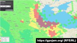 Карта на GPS заглушаването на 1 септември.
