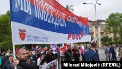 Noćni vukovi na maršu 'Besmrtnog puka', Banjaluka, 9. maj 2023. 