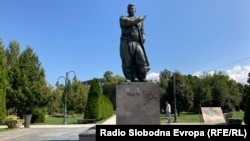  A monument to Gotse Delchev in a park in North Macedonia's capital, Skopje. (file photo)
