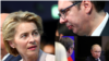Predsednik Srbije Aleksandar Vučić sa predsednicom Evropske komisije Ursulom fon der Lajen u Davosu 2020. i predsednik Srbije Aleksandar Vučić sa predsednikom Rusije Vladimirom Putinom u Sočiju 2019. 