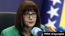 Direktorica Energoinvesta Bisera Hadžialjević na konferenciji za medije 11. marta 2022.