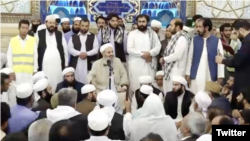 The cleric, who is known across the country as Molavi Abdolhamid (center), has previously called on the country’s rulers to respond to the demands of the protesters. (file photo)