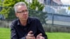 Czech Republic Prague Aleksei Eliseev giving interview to Azattyk August 2019