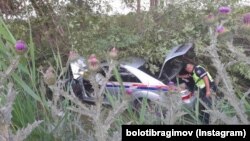 Ставшая участником ДТП служебная автомашина ГУОБДД, 11 июня 2022 г.
