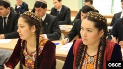 Students at Turkmenistan's Magtymguly State University in Ashgabat
