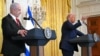 U.S. President Donald Trump (right) and Israeli Prime Minister Benjamin Netanyahu hold a press conference in the East Room of the White House in Washington, D.C., on February 4.