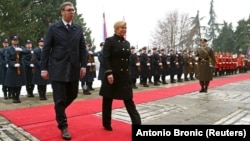 Aleksandar Vučić, predsednik Srbije, i Kolinda Grabar Kitarović, bivša predsednica Hrvatske, u Zagrebu 12. februara 2018.