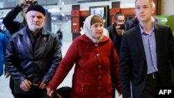 The parents of Akbarjon Jalilov, who has been identified by Russia's investigators as the bomber in the St. Petersburg subway blast, arrive at Pulkovo airport in St. Petersburg on April 5.