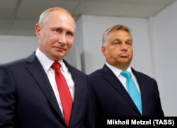Президент Росії Володимир Путіна і президент Угорщини Віктор Орбан. Будепешт, 28 серпня 2017 року