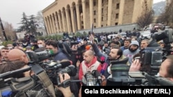 Clashes near the Georgian parliament on February 19