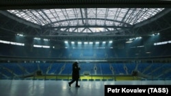 The newly constructed stadium for World Cup games in St. Petersburg