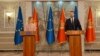 Visoka predstavnica Evropske unije za inostrane poslove Kaja Kallas na konferenciji za medije sa predsjednikom Vlade Crne Gore Milojkom Spajićem, Podgorica 7. april 2025.