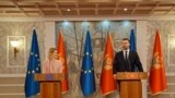 High Representative of the EU for Foreign Affairs Kaja Kalas at a joint press conference with Milojko Spajić, Podgorica, April 7, 2025.