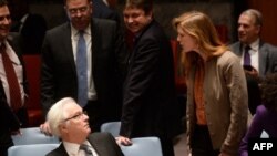 U.S. Ambassador Samantha Power confronts Russian Ambassador Vitaly Churkin at the UN Security Council in 2014.