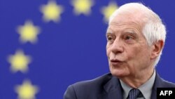 European Union High Representative for Foreign Affairs and Security Policy Josep Borrell attends a debate on Iran's unprecedented attack against Israel, the need for de-escalation and an EU response, as part of a plenary session at the European Parliament