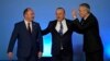 Ministrul de Externe al României, Bogdan Aurescu, alături de omologul său turc, Mevlut Cavușoglu, și secretarul general al NATO, Jens Stoltenberg, în timpul ministerialei NATO de la București din noiembrie 2022, a doua reuniune NATO care are loc în România în ultimii 15 ani. 