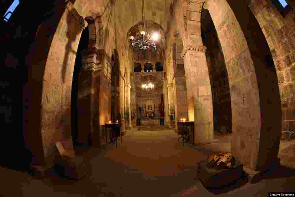 The interior of Tsitsernavank, which is estimated to have been built in the 5th or 6th century. 