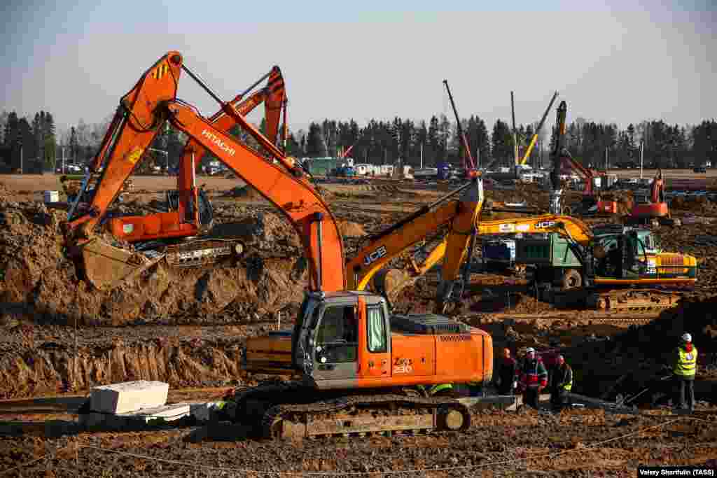 Excavators have been deployed at the construction site in Babenki, 50 kilometers southwest of Moscow.