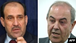 Prime Minister Nuri al-Maliki (left) and former Prime Minister Iyad Allawi are running close to even with 80 percent of the vote counted.