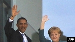 German Chancellor Angela Merkel (left) and other European leaders hope Obama will improve relations.