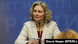 Мовний омбудсмен України Тетяна Монахова під час пресконференції в Києві, 10 грудня 2019 року